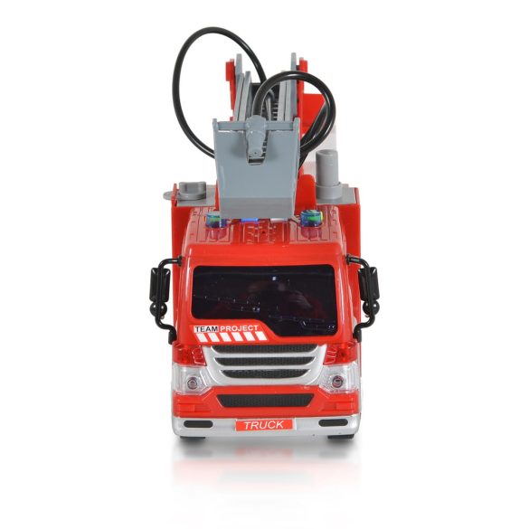 Moni Toys Kisautó tűzoltóautó létrás szerkocsi 1:16 piros