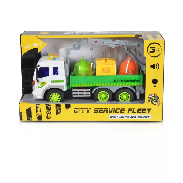 Moni Toys Kisautó szelektív kukákkal 1:16 színes