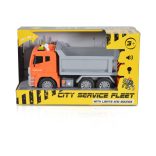 MONI dömper hangokkal, fényekkel 1:12 méret 30cm NARANCS/SZÜRKE