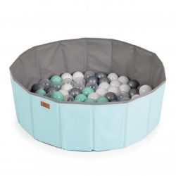   LABDAMEDENCE összecsukható 80cm + 90db 7cms labda MENTA/SZÜRKE