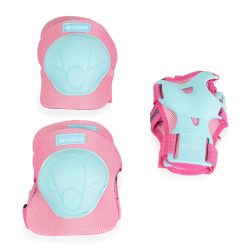   BICIKLIS védőfelszerelés térd, könyök, kézvédő szett A osztály 25kgig FRO Lila/Türkiz