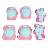 BICIKLIS védőfelszerelés térd, könyök, kézvédő szett A osztály 25kgig FRO Lila/Türkiz