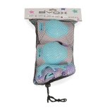 BICIKLIS védőfelszerelés térd, könyök, kézvédő szett A osztály 25kgig FRO Lila/Türkiz