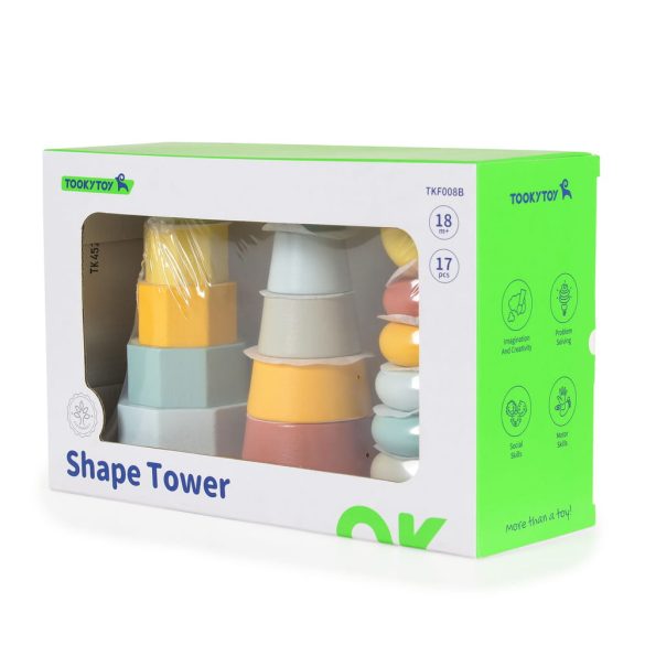 FAJÁTÉK toronyépítő 3 dbos szett MONTESSORI PASZTELL