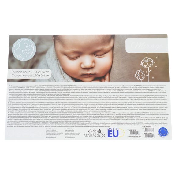 MIRAGE összecsukható 6cm szivacsmatrac textil huzat 120x60cm SZÜRKE