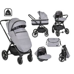   CHRISTIANO babakocsi szett 3in1 lapra csukható, alu váz, 22kg ig SZÜRKE