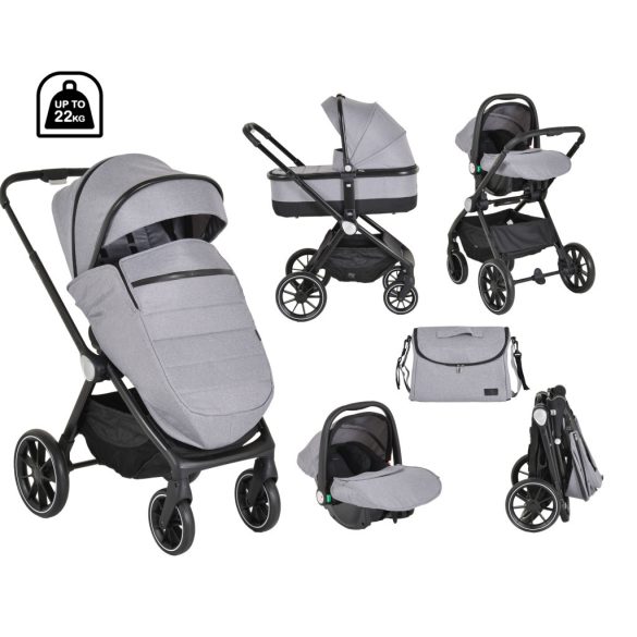 CHRISTIANO babakocsi szett 3in1 lapra csukható, alu váz, 22kg ig SZÜRKE