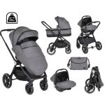 CHRISTIANO babakocsi szett 3in1 lapra csukható, alu váz, 22kg ig SÖTÉTSZÜRKE