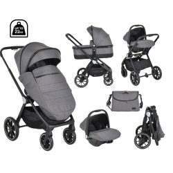   CHRISTIANO babakocsi szett 3in1 lapra csukható, alu váz, 22kg ig SÖTÉTSZÜRKE
