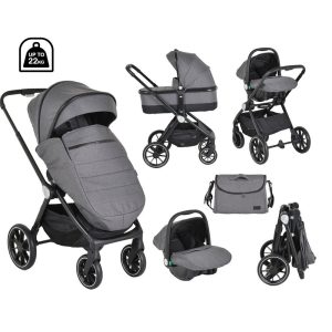 CHRISTIANO babakocsi szett 3in1 lapra csukható, alu váz, 22kg ig SÖTÉTSZÜRKE