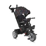 SPACE tricikli szülőkaros, 360 fokban forgatható SKÉK/NARANCS űrhajó minták