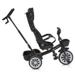 SPACE tricikli szülőkaros, 360 fokban forgatható SKÉK/NARANCS űrhajó minták