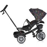 SPACE tricikli szülőkaros, 360 fokban forgatható SKÉK/NARANCS űrhajó minták