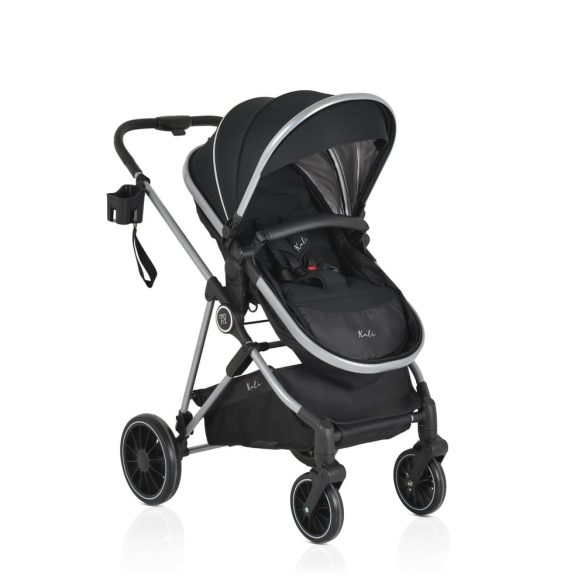 KALI babakocsi 2in1 lapra csukható, megfordítható+táska FEKETE