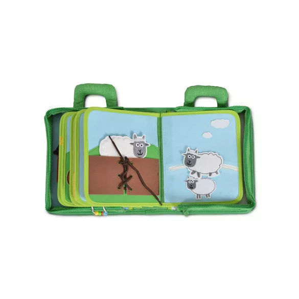 MONTESSORI foglalkoztató könyv textilből Happy Farm