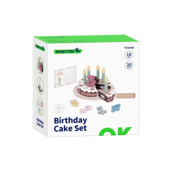 TOOKY Toy fajáték SZÜLINAPI torta szett PASZTEL színű