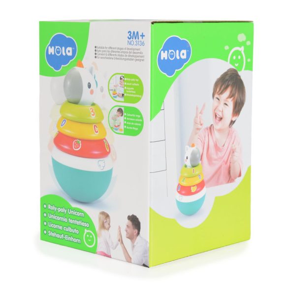 HOLA kis karikatorony Unikornis roly-poly műanyag SZÍNES