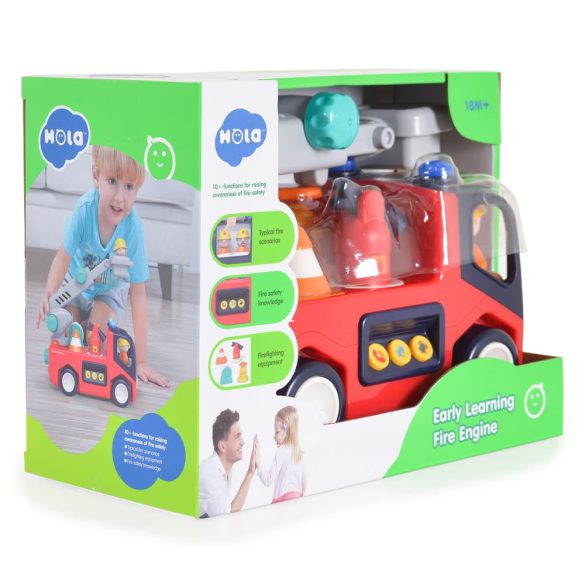 HOLA tűzoltó autó hangokkal, fényekkel PIROS