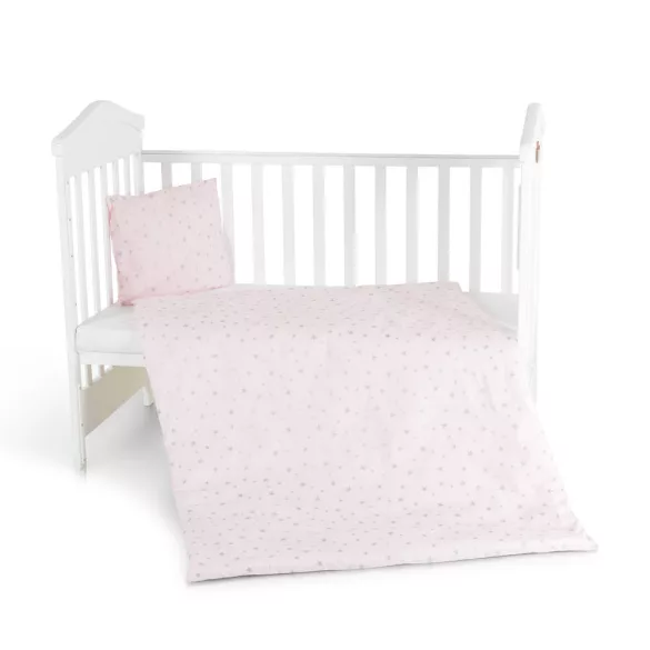 Nook 3 részes bébi ágynemű huzat garnitúra PINK CSILLAG