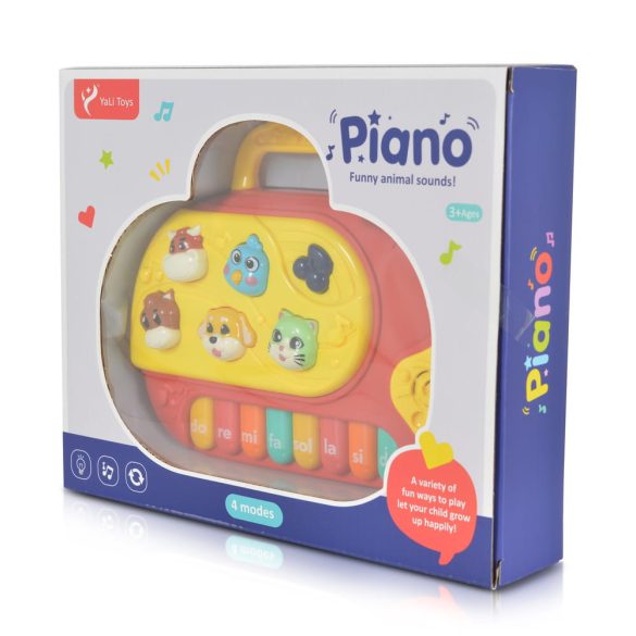 műanyag zongora állatokkal PIROS