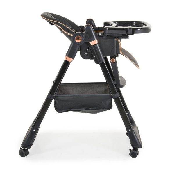 LINDO multifunkciós etetőszék kiegészítőkkel (előke, kanál, villa) FEKETE