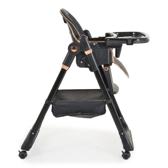 LINDO multifunkciós etetőszék kiegészítőkkel (előke, kanál, villa) FEKETE