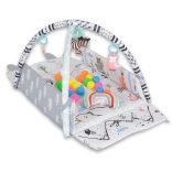 HAPPY SPACE Rabit játszószőnyeg NYUSZIS állatos, szögletes, 20 db labdával textil, műa.FEKETE