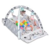 HAPPY SPACE Rabit játszószőnyeg NYUSZIS állatos, szögletes, 20 db labdával textil, műa.FEKETE