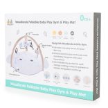 JÁTSZÓSZŐNYEG plüss, fa játékhíddal, összecsukható KEREK VKÉK ELEFÁNT