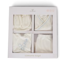   BABARUHA kihozós szett, újszülött ruhacsomag díszdobozban KÉK
