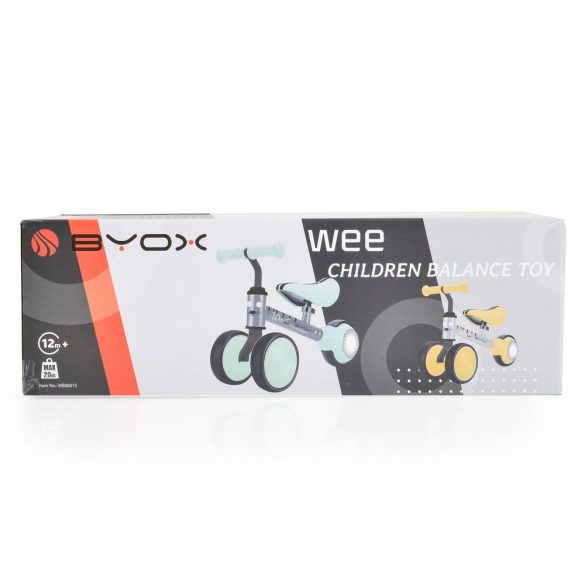 WEE mini futóbicikli 3 kerekű járgány, elöl 2 kerék, világító hátsó kerékkel SÁRGA