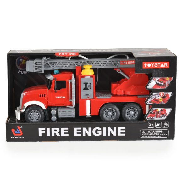 FIÚ játék AUTÓ Tűzoltó autó hanggal és vízspriccelő funkcióval 36cm PIROS