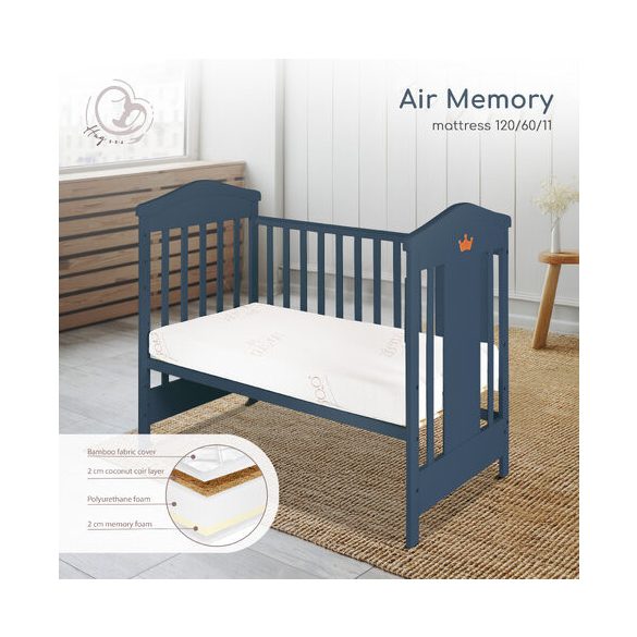 AIR MEMORY matrac 120x60cm 3 réteg, kókusz+szivacs+memóriahab FEHÉR