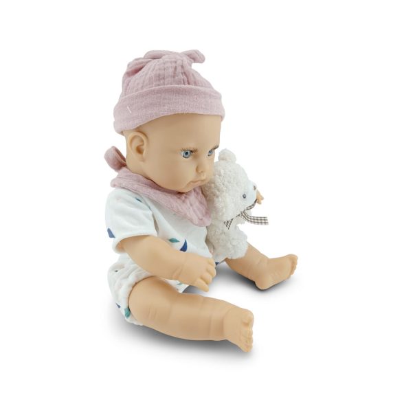 BABA 30cm újszülött maciruhában kismacival BÉZS