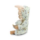 BABA 30cm  újszülött nyusziruhában kisnyuszival SZÜRKE