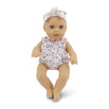 BABA 30cm  újszülött maciruhában kisnyuszival PINK