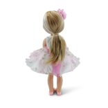 BABA 38 cmes hajasbaba, virágos szoknyás, szőke Fehér/RÓZSASZÍN