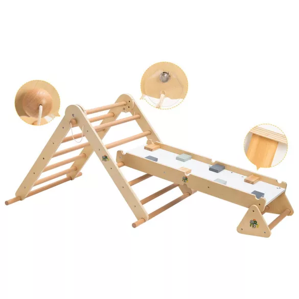 PIKLER 2in1 fa MÁSZÓKA 3szög és mászórámpa Montessori 132*60cm NATUR