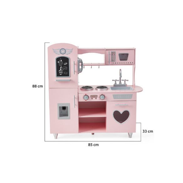 Fa kiskonyha berendezésekkel szivecskés PINK