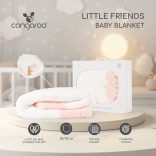 Baba takaró LITTLE FRIENDS 80x110 cm erdei állatos PINK