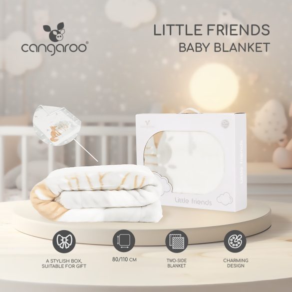 Baba takaró LITTLE FRIENDS 80x110 cm erdei állatos SZÜRKE