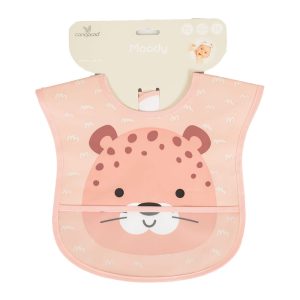 MOODY előke, zsebes, tépőzáras, leopárd PINK