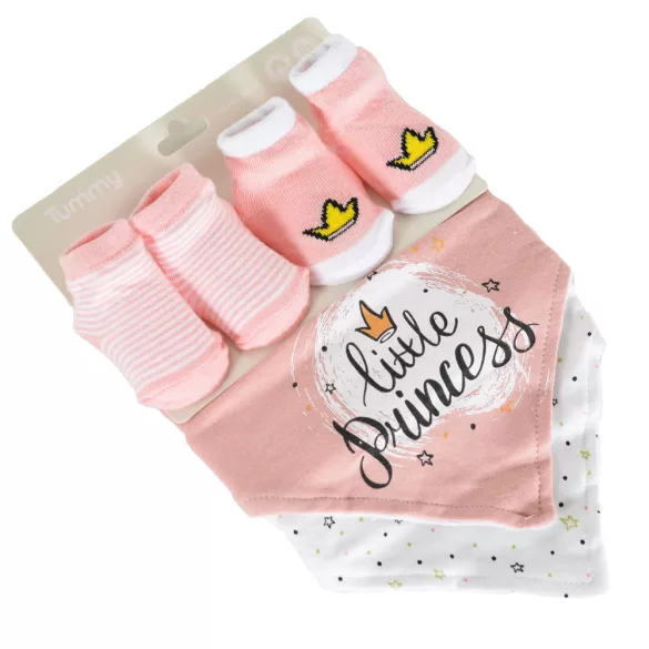 TUMMY zokni+nyálkendő szett 2+2db PINK