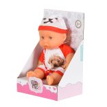 BABA 20cm újszülött Kutyus ruha FEHÉR/PIROS