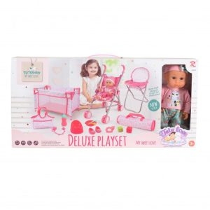 BABA játékszett 36 cmes LÁNY babával delux playset PINK