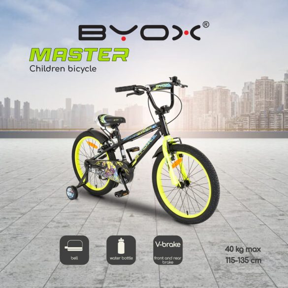 BYOX MASTER gyerek kerékpár 20as SKÉK/FEKETE 