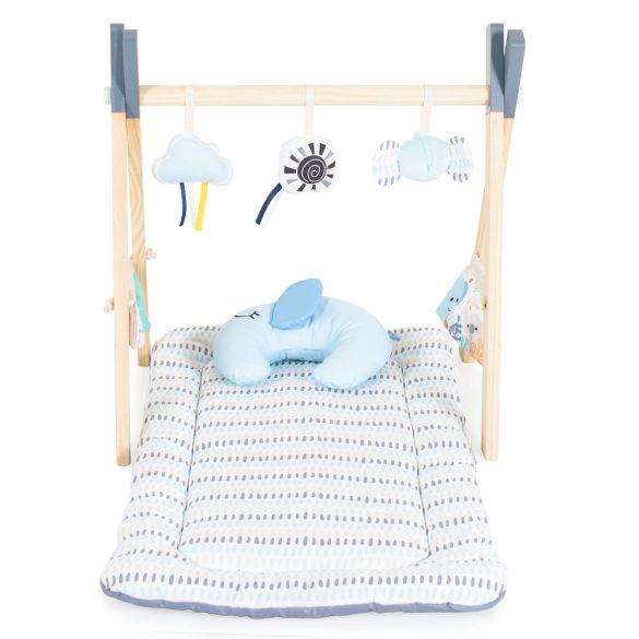 JÁTSZÓSZŐNYEG plüss, fa játékhíddal, összecsukható Sahara SZÖGLETES