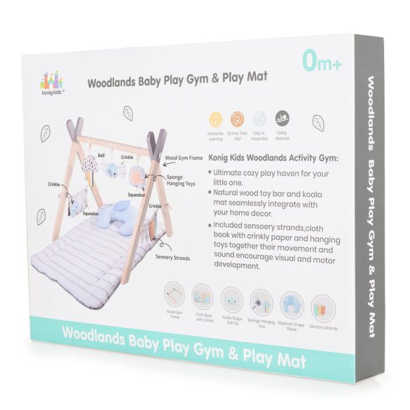 JÁTSZÓSZŐNYEG plüss, fa játékhíddal, összecsukható Sahara SZÖGLETES