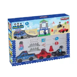   Pilsan  építőkészlet forgalomirányítós, autós 57dbos POLICE