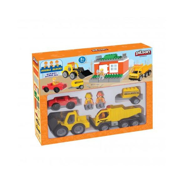 Pilsan  építőkészlet dozer autós 57dbos